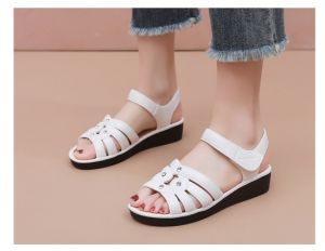 Free Shipping New Style Soft WomenS Shoes For Mothers Grandmothers And Nurses Plastic Breathable Wedge-Heeled Sandals WomenS One-Strap Sandals