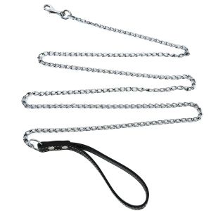 mv1 Durable Anti-Bite Metal Dog Chain Lead For Small Medium Large Dog Chain Leash Handle Leads PU Leather Iron ChainAccessories M3Y9R