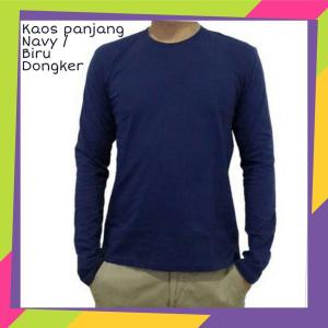 Kaos oblong polos lengan panjang warna navy - kaos polos navy panjang 100% BAHAN PREMIUM KATUN - KAOS POLOS COWOK - KAOS POLOS LENGAN PANJANG - KAOS COWOK LENGAN PANJANG