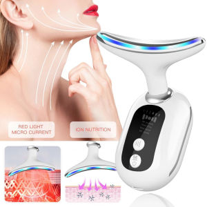 Heat EMS Face Neck Massager ION LED Photon Therapy Microcurrent Facial Lifting Remove Double Chin Anti Wrinkle Skin Care Tools
