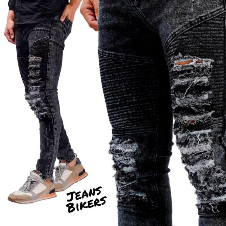 celana jeans panjang biker skinny 27-33 Celana Bikers Sobek