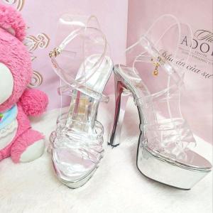 Giày đúp cao gót nữ quai dây trong dây đan chéo gót chữ I cao 12cm dễ mang dễ phối đồ đi chắc chân nhẹ êm chân