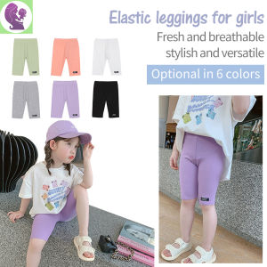 Summer Girls Elastic Leggings Childrens Thin Slim Fit High Waist Shorts Korea Solid Color Cropped Pants Knight Pants Baby Home Wear