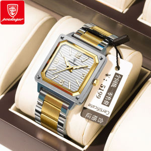 Swiss brand POEDAGAR square watch for men waterproof original new fashion stainless steel luminous digital wrist men casual watches