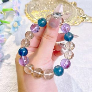 [现货] 紫水晶+绿蓝萤石+魔鬼发手串｜智慧平衡 × 能量守护｜Amethyst + Fluorite + Rutilated Quartz Bracelet｜Wisdom • Balance • Protection