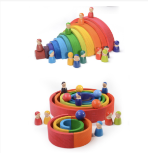 Creative Rainbow Building Blocks | Wooden Toys | Large Childrens Rainbow Stacker | Creative Rainbow Building Blocks | Montessori Benefits Intellectual Toys Gifts Baby