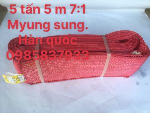 Dây cẩu hàng 5 tấn 5 m tiêu chuẩn 7:1 Myungsung Hàn Quốc dùng móc buộc cẩu kéo an toàn hiệu quả tại Máy NTT