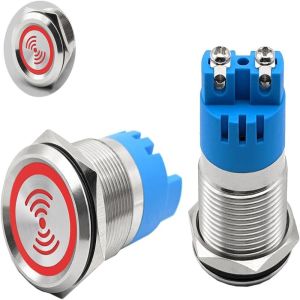 MAJESTI 19/22MM Còi loại Chống thấm nước Thép không gỉ 304 Đèn báo màu đỏ DC12V 24V Đèn LED nhấp nháy kèm còi báo