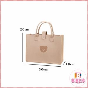 BIBLIO Cute Bear Felt Handbag Large Capacity Handbag Mother and Baby Bag Computer Tablet Book Storage Bags