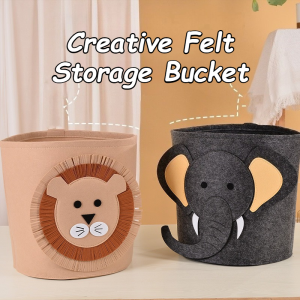 35x35CM Children Storage Bucket Felt Animal Tiger Kids Toys Clothes Box Elephant Lion Storage Bag