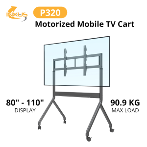 North Bayou NB P320 | 80" - 110" TV Mobile Cart with Wheels | Motorized Remote Control | Universal TV Stand | North Bayou