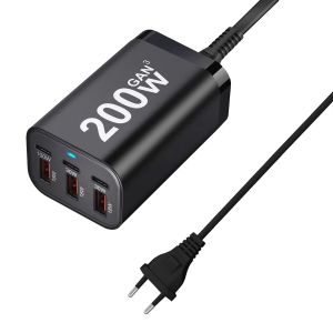 200W 6-Port GaN USB-C Fast Mobile Phone Charger Compatible with iPhone & Samsung Series.2026