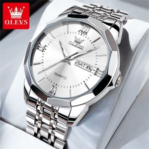 OLEVS Watch For Mans Original Waterproof Luminous Calendar High FASHION Male Clock Stainless Steel Quartz Man Watches