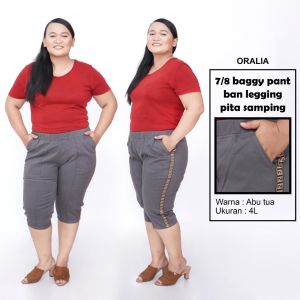 Celana 7/8 big size pita / baggy pant jumbo / celana pendek big size model ban legging pita samping