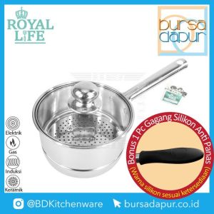 Royal Life Stainless Steamer Pan 16 cm / Panci Saucepan + Langseng