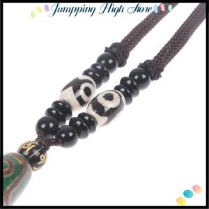 【Jumpping】 1ชิ้นสร้อยคอจี้ทิเบตเก้าตา dzi ลูกปัดสวรรค์ทิเบตนำโชคดี