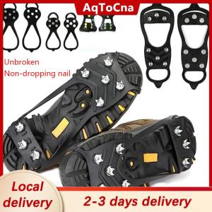 [COD] AqToCna Ship within 24 hours Winter Sport Shoe Cover For Women Men 2PCS 5 8-Stud Anti-Slip Ice Claws Snow Climbing Spike Grips Crampon Cleats Boots Cover