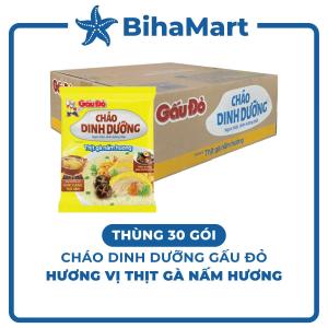 [THÙNG 30 GÓI] - ASIAFOODS - Cháo dinh dưỡng Gấu đỏ hương vị Thịt gà nấm hương Gấu Đỏ cháo thịt gà nấm hương Gấu Đỏ (60g/gói)