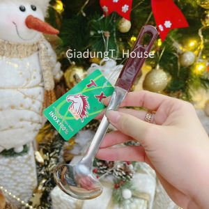 Combo 2 vá inox liền và lỗ cán đỏ múc trân châu - Mui múc canh inox