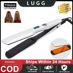 LUGG【COD】straightener hair Hair Straightener Heavy Duty Ceramic Original Sale Hair Iron 2 In 1 Hair Curler Salon Hair Iron Straightener Professional LCD Display Tourmaline Ceramic Intelligent Lock PTC Fast Heating Wide Plate (White)
