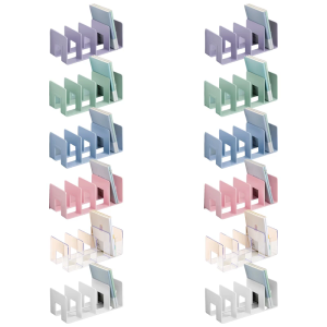 2Pieces Acrylic Bookend for Shelf 4 Section Book End Desktop Book Organizers Book Stoppers Magazine Stand 32x14.4x13cm