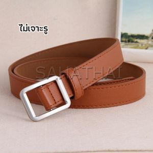 SH.Thai เข็มขัด หญิง ชาย เข็มขัด เข็มขัดยีนส์หัวทรงสี่เหลี่ยม สีพื้น เข็มขัดแนวหวินเทจ womens belt