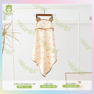 Chăn Choàng Ủ Xô Muslin Mipbi 4 Lớp Có Mũ Siêu Thoáng Mát Mềm Mịn Cho Bé Sơ Sinh Hàng Loại 1