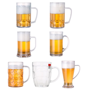 Unbreakable Acrylic Beer Mug Shatterproof Drinking Cup with Handle Milk Coffee Water Cups Reusable Champagne Cup for Bar