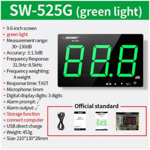 SNDWAY SW-525 30-130dB Digital Sound Level Meter Wall Mounted Noise Decibel Meter dB Detector Professional Decibelimeter
