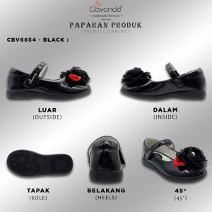 Cavando Kids Shoe CBV6654/CBV6655 Black/Purple - Kasut Kanak-Kanak Kasual Ringan Selesa