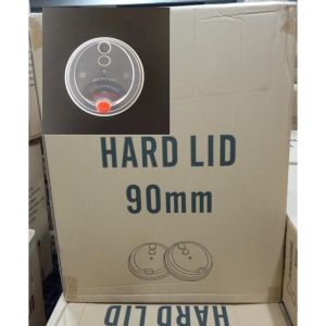 (1000pcs) HARD Lid w/ FREE RED Heart Stopper(90mm) for Hard Milk Tea Cups & Slim Milk Tea Cups 1 BOX