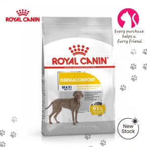 Royal Canin Maxi Dermacomfort 3kg Adult Premium Dry Dog Food for Large Breed Dogs Over 15 Months (26-44kg) Canine Care Nutrition for Sensitive Skin Prone to Irritation & Itching Reduced Allergen Formula to Reduce Scratching [New Stock]