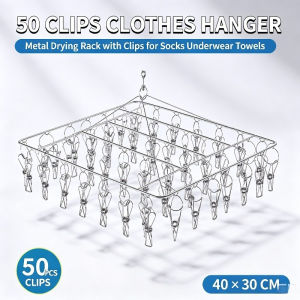 50 Clips Stainless Steel Clothes Drying Rack Windproof Multi Clip Hanger for Socks Underwear Bra Small Garment