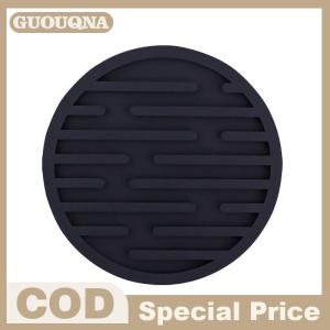 GUOUQNA แผ่นรองแก้วซิลิโคนกันความร้อนแผ่นรองแก้วทรงกลมกันลื่น