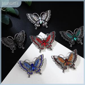 【SHANGZE4】 Cổ điển Rhinestone pha lê Rỗng ra bướm trâm cài cho phụ nữ áo hàng may mặc đồ trang sức bên đồ trang trí