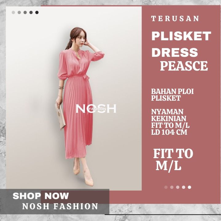 Long%20Dress%20Korea%20Ploi%20plisket%20lengan%20panjang%20wanita%20/%20Terusan%20Dres%20Kekinian%20Peacce%20-%20NOSH%20-%20Image%203