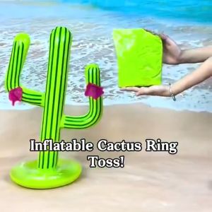 CuddleCove Inflatable Cactus Ring Toss Game Floating Pool Toy Water Game Mainan Air Pantai Backyard