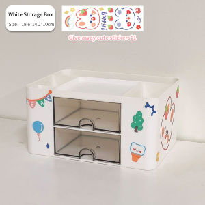 Desktop Penholder Cute Large Capacity Drawer Style Sorting Box Student Stationery Storage Box Girl Office Shelf