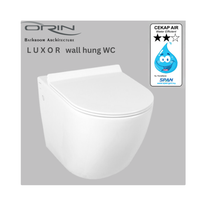 ORIN LUXOR WALL HUNG DYNA-WASH WATER CLOSET P TRAP 180MM WITH CS-01D ...