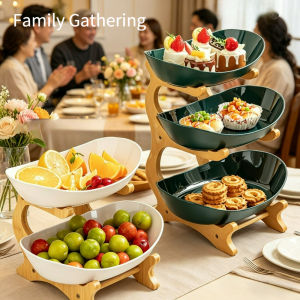 SG-2/3 Layer Fruit Tray Multi-layer Storage Snack Basket Candy Plate Wooden Storage Shelf Space-Saving