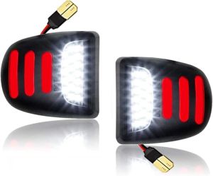 LED License Plate Light Tag Lamp Assembly - Tag Lights Led with Red OLED Neon Tube - Compatible with Chevy Silverado Suburban Tahoe GMC Sierra 1500 2500 3500 HD Escalade EXT 2 Pieces