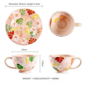 OMK Japanese Style Hand Painted Ceramic tableware Set Salad Bowl Dinner Plate Large Capacity Soup Bowl With Lid Coffee Cup and Saucer Set