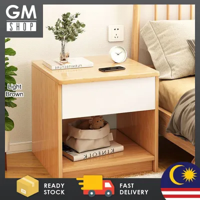 GMshop Bedside Cabinet Table Simple Modern Bedroom Small Storage Rack Home Storage Cabinet With Drawer Bedside Shelf