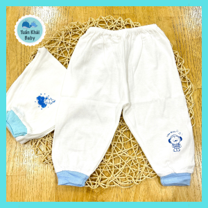 Túi 2 cái Quần Sơ Sinh Cotton Dài Trắng Thái Hà Thịnh - 5 Size cho bé sơ sinh -12 kg