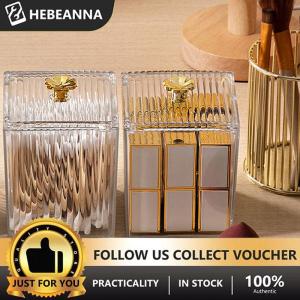 hebeanna Makeup Storage Organizer Bathroom Jar Cotton Swab Storage Square Container Cotton Puff Storage Box Cosmetic Cotton Box