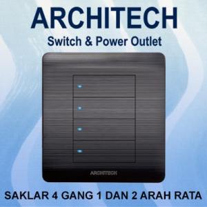 ARCHITECH PLATINUM B9-K4B BLACK Sakelar/Saklar/CETEK 4 Gang 2Arah LED