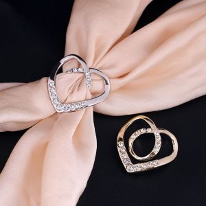 YOCKY Elegant Crystal Love Heart Fashion Jewelry Women Gift Brooch Shawl Clip Scarf Buckle Scarf Ring