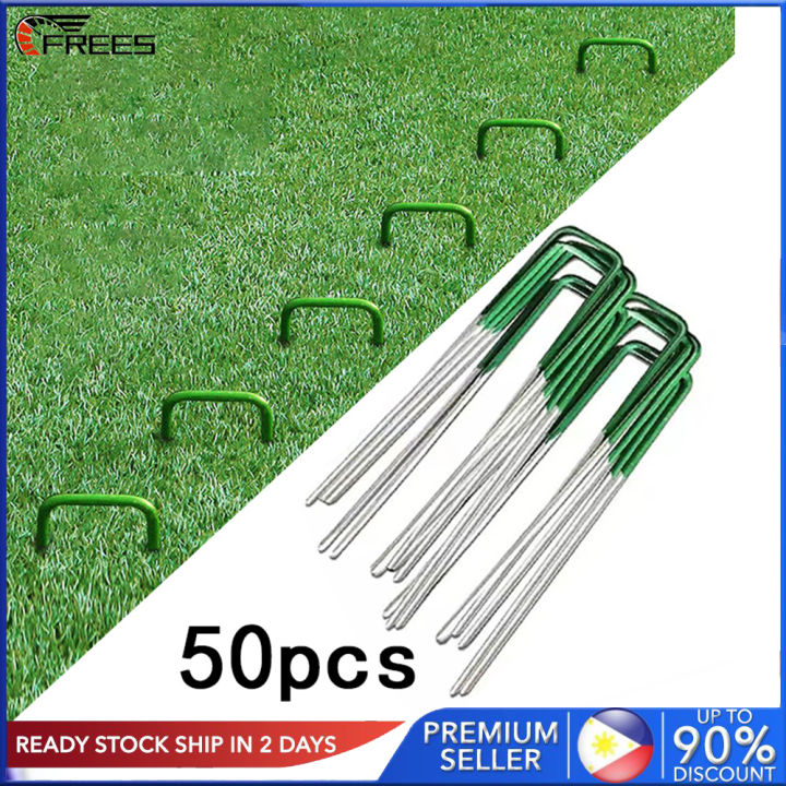 FREES 50 pcs UShaped Garden Ground Nails Metal Artificial Turf Nails