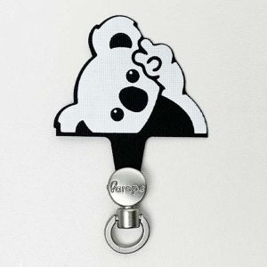 LIVELYS Cartoon Panda Phone Tether Tab 360 Rotatable Safety Connecter Cellphone Lanyard Patch Universal Metal Ring Mobile Phone Gasket Hanging Rope