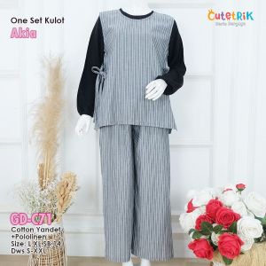 One Set Kulot Setelan Outer+tunik Lengan Panjang Bahan Adem Nyaman Set Kulot Anak Perempuan Cutetrik